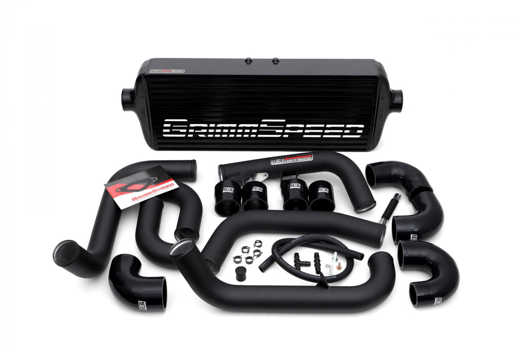 Front Mount Intercooler Kit Black Coated Red Piping For Subaru 08-14 STI GrimmSpeed