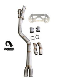 Active Autowerke G80/G82 M3/M4 Signature single mid-pipe with G-brace - w Exhaust Dump (11-095D)