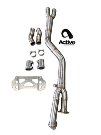 Active Autowerke G80/G82 M3/M4 Signature single mid-pipe with G-brace - w Exhaust Dump (11-095D)