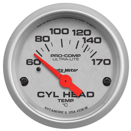 AutoMeter Ultra-Lite 2-1/16in 60-170 Deg F Electric Cylinder Head Temp Gauge (4336-M)