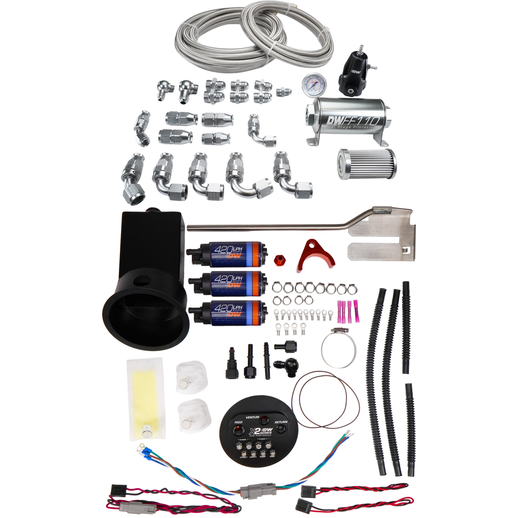 DeatschWerks 94-02 Nissan Silvia and Skyline X2 Surge Module with DW420 Pumps and PTFE Plumbing Kit (9-421-625-7022)