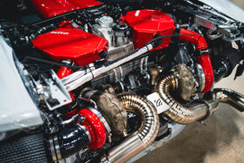 AMS Performance 2017-2019 Audi R8 ALPHA G42-1450 1.01 A/R Twin Turbo Kit w/ Center Exit Titanium Exhaust (ALP.40.14.0042-2)
