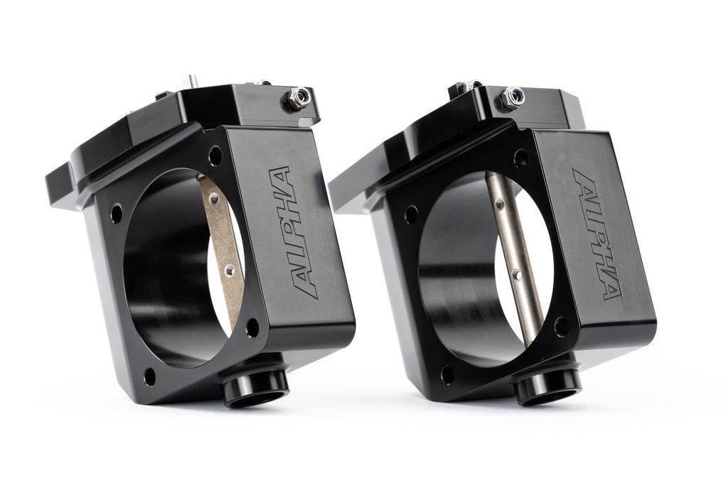 Alpha Performance R35 GT-R CNC Big Bore Throttle Body Set (With AMS Quickclamp Adapter Flanges) (ALP.07.08.0006-7)