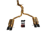 Valvetronic Designs 2010-2016 Audi 4.2L Catback T304 Stainless Steel Finished in Anodized Gold Forged Carbon 3.5 Inch Outlet Tips (AUD.B8.S4.VSES.AG.FC)