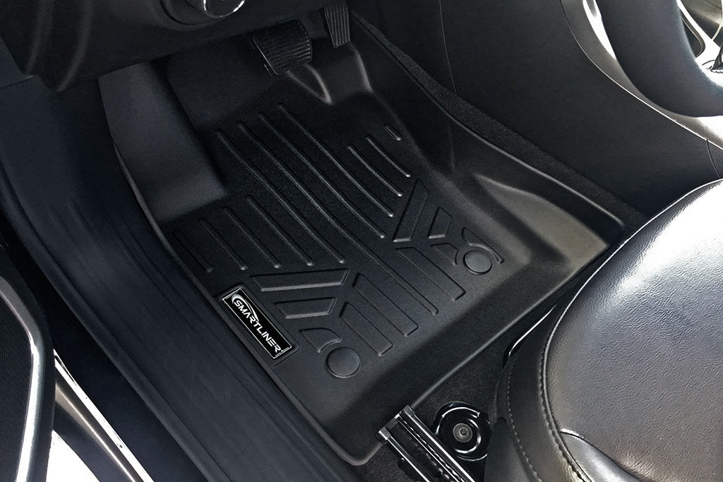 SMARTLINER Floor Mats 2 Row Liner Set Black Compatible With 2017-2021 Jeep Compass with Dual Driver Side Floor Hooks (SA0331/B0331)