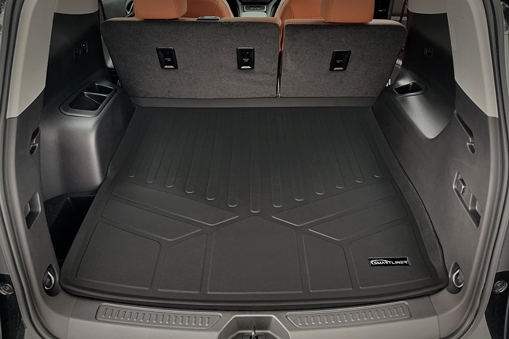 SMARTLINER All Weather Custom Cargo Trunk Liner Floor Mat Black Compatible With 2017-2021 GMC Acadia 5 Passenger Models Only (SD0507)