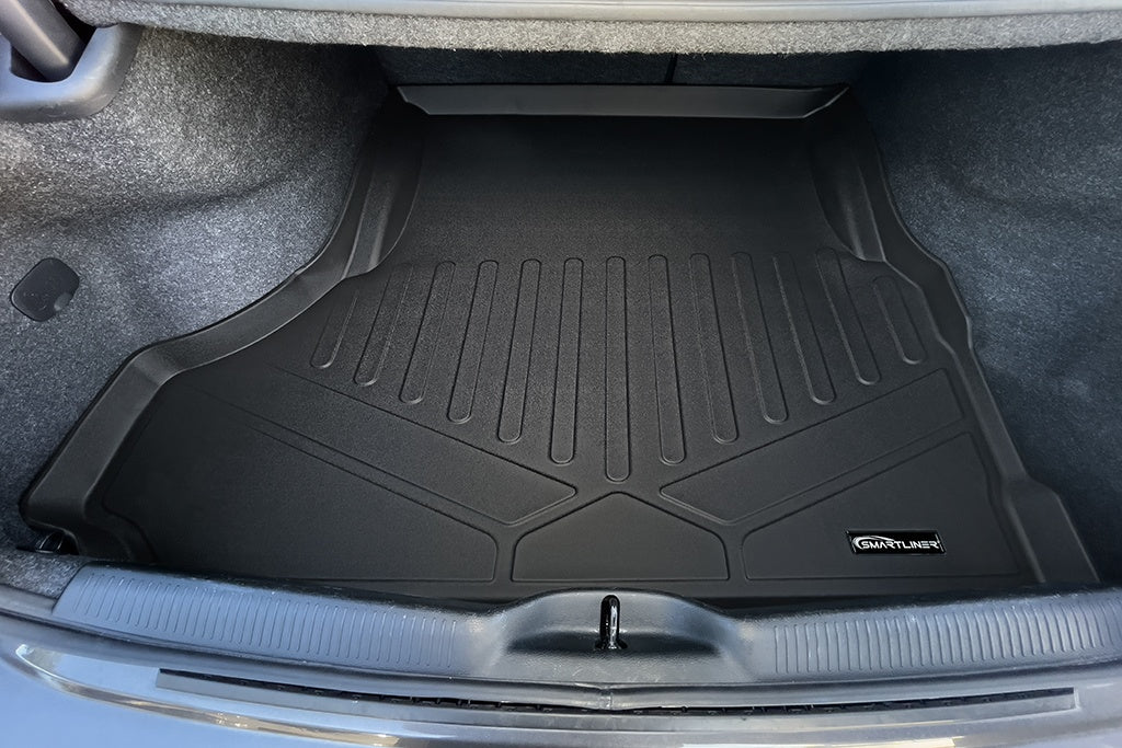 SMARTLINER Cargo Liner Trunk Floor Mat Black Compatible With 2006-2021 Dodge Charger All Models / 2005-2021 Chrysler 300 No SRT8 Models (SD0394)