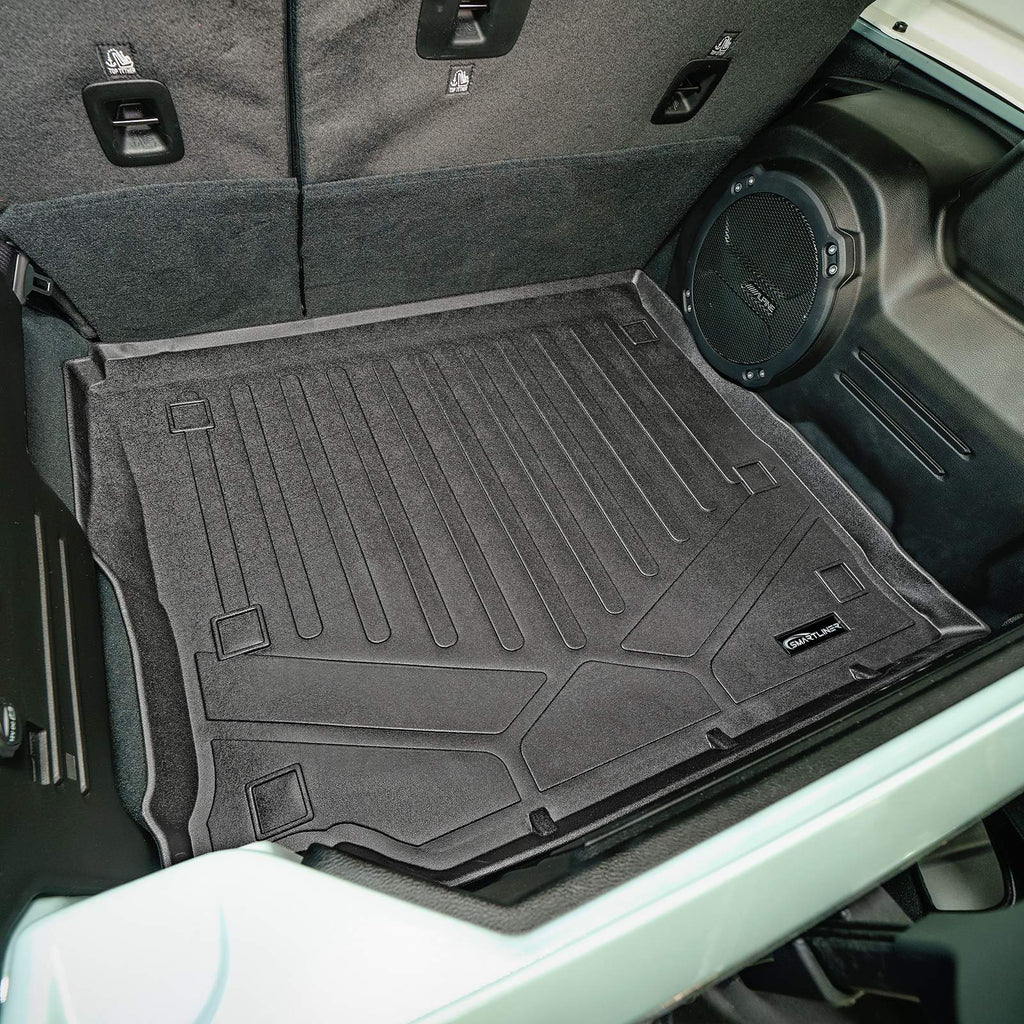 SMARTLINER Custom Cargo Liner Floor Mat Black Compatible With 2018 Jeep Wrangler Unlimited JL With Rear Seat Incline and Subwoofer (SD0414)