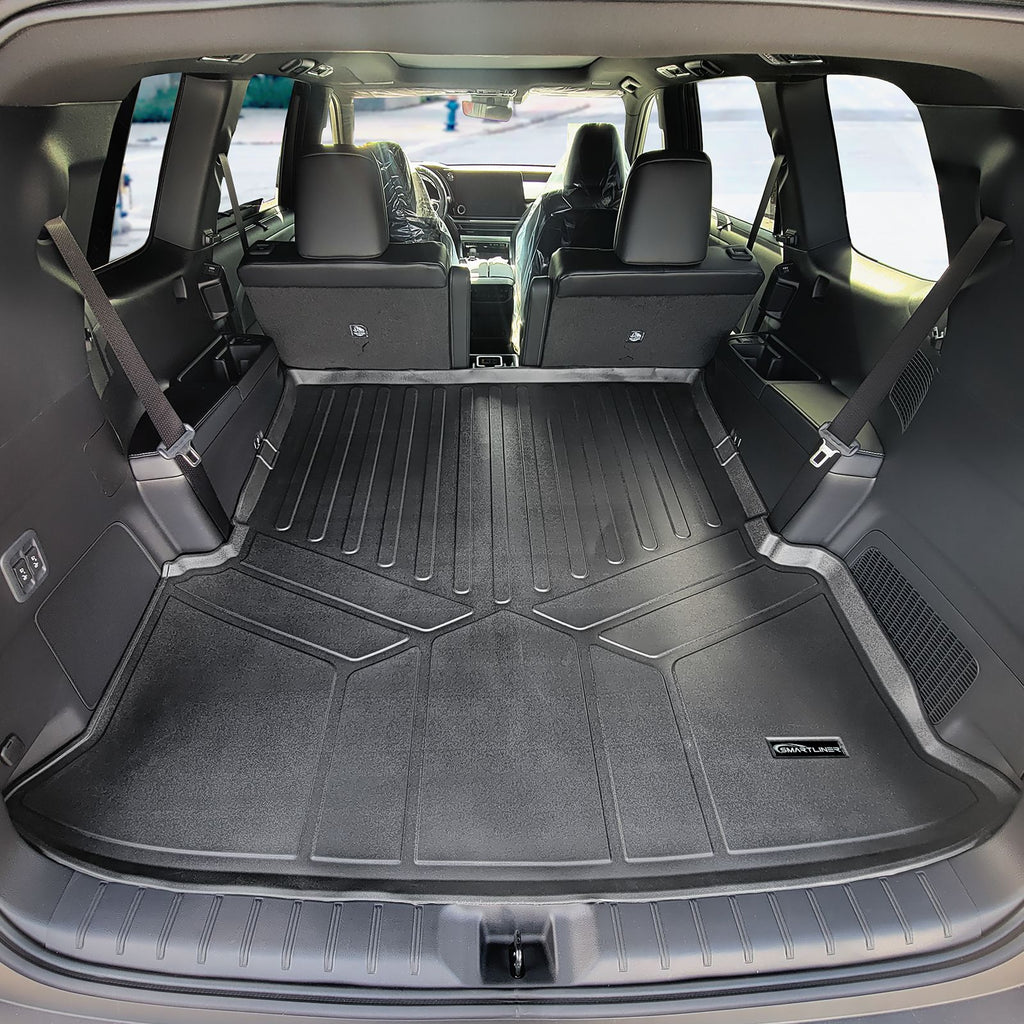 SMARTLINER Custom Fit All Weather Protection Black Cargo Liner Mat Behind 2nd Row Compatible With 2024 Toyota Grand Highlander ** (SD0719)