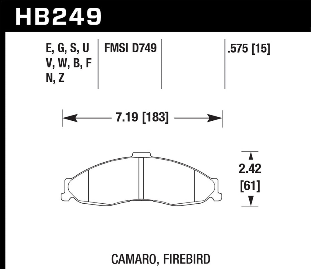 Hawk Performance 98-02 Camaro ER-1 Street Front Brake Pads (HB249D.575)