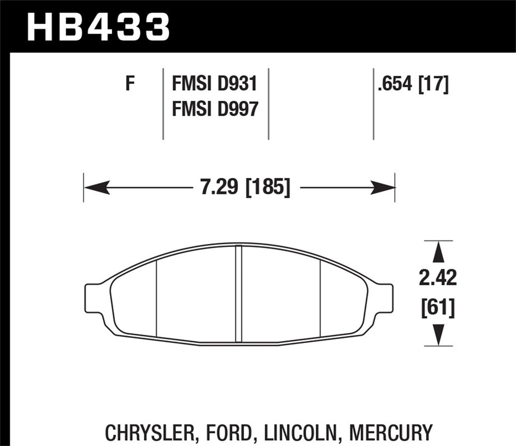Hawk Performance 03-11 Ford Crown Victoria DTC-60 Race Front Brake Pads (HB433G.654)