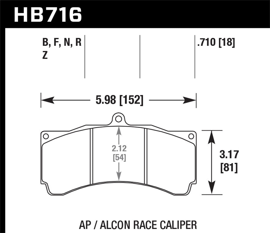 Hawk Performance AP Racing/Alcon Universal DTC-60 Race Brake Pads (HB716G.710)