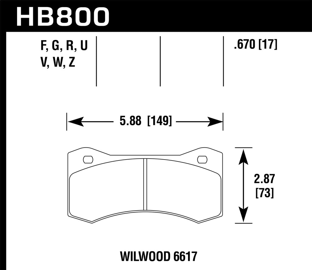 Hawk Performance Wilwood 7420 DTC-60 Race Brake Pads (HB800G.800)
