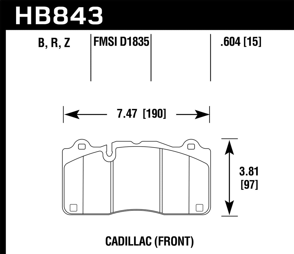 Hawk Performance 2016 Cadillac CTS HPS Front Race Brake Pads (HB843F.604)