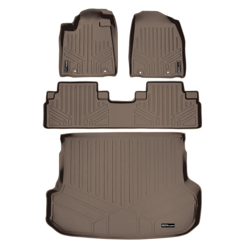 SMARTLINER Custom Fit Floor Mats 2 Rows and Cargo Liner Set Tan Compatible With 2013-2015 Lexus RX350/RX450h (SA1117/B1049/D1222)