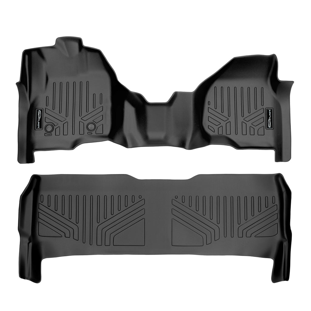 SMARTLINER Custom Fit 2 Row Floor Mat Liners Compatible With 2012-2016 Ford F-250/F-350/F-450/F-550 Super Duty Crew Cab with Raised Drivers Side Pedal (SA0335/B0042)