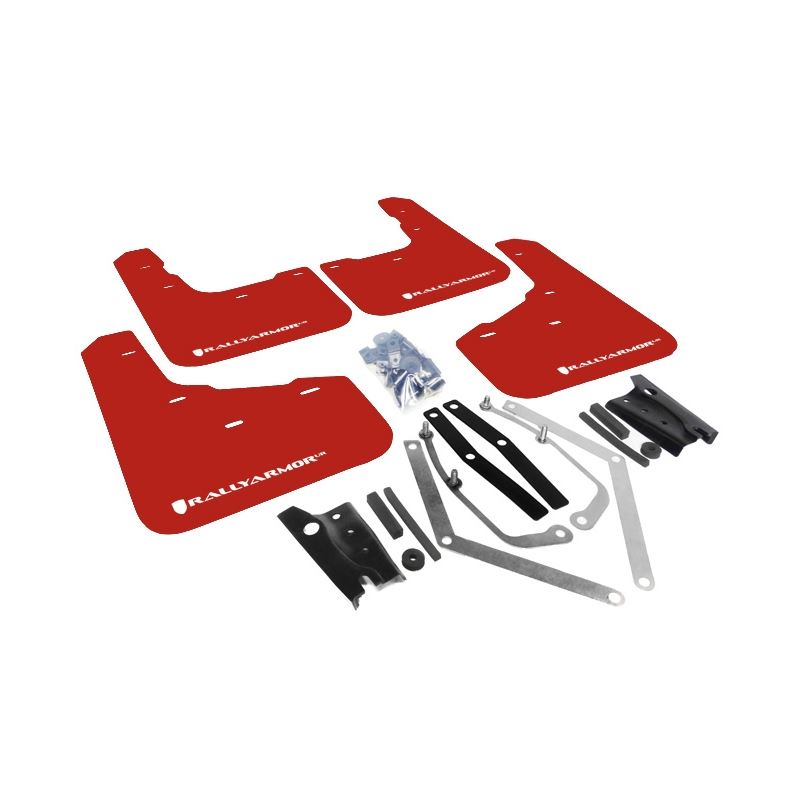 Rally Armor Red Mud Flap/White Logo for 2014-2019 Ford Fiesta (MF29-UR-RD/WH)
