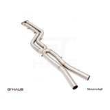 GTHAUS Meistershaft Full Cat-Back LSR mid Resonator Delete pipes; Stainless Steel (BM5613001)