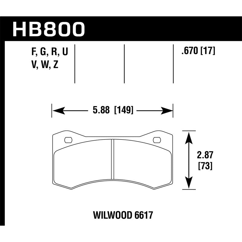 Hawk Performance Ceramic Disc Brake Pad (HB800Z.670)