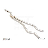 GTHAUS Meistershaft Full Cat-Back LSR Mid Resonator Delete Pipes (40i B58 model only); Stainless Steel (BM4223001)