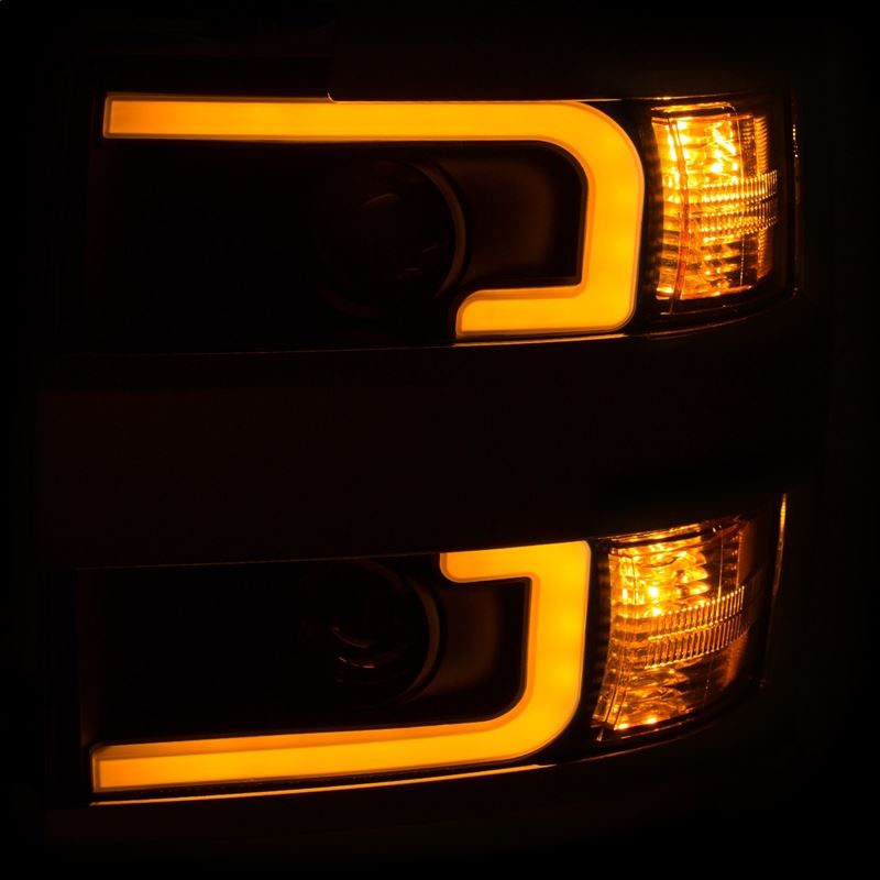 ANZO USA Projector Headlights 15-17 Chevrolet Silverado 2500HD / 3500HD Black w/ Chrome Rim (111365)