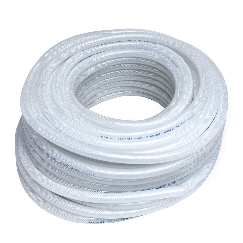 HPS 1/8" ID Clear high temp reinforced silicone heater hose 100 feet roll, (HTHH-013-CLEARx100)