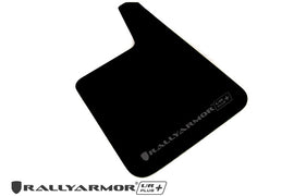 Rally Armor Universal Black UR Plus Mud Flap  w/ Metallic Black Logo - Pair (MF20-URP-BLK-MBK-LRT)