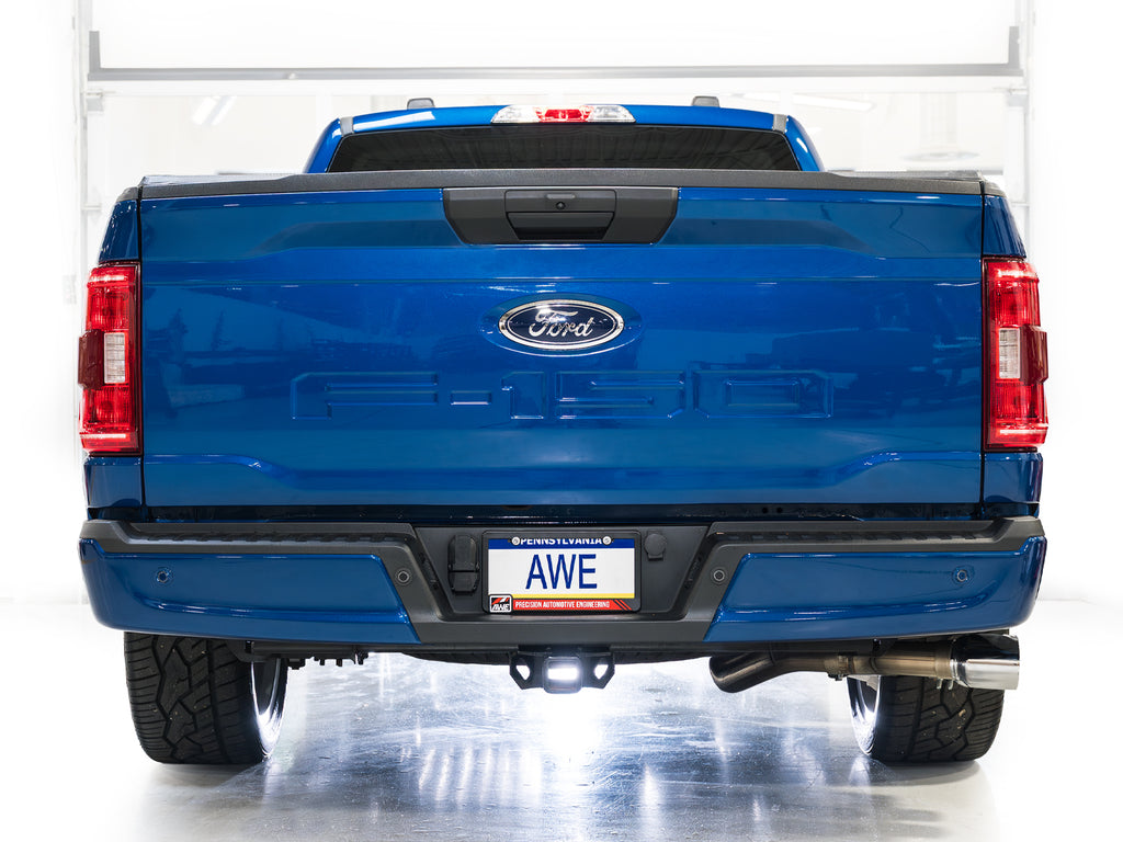 AWE Tuning 21-25 Ford F150 (14th Gen Reg Cab) Cat-Back Exhaust - 4.5in Dual Side Exit Chrome Tips (3015-32145)