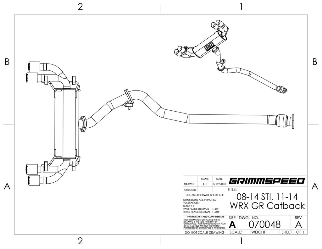 Catback Exhaust System Resonated For Subaru 11-14 WRX 08-14 STI HATCHBACK GrimmSpeed