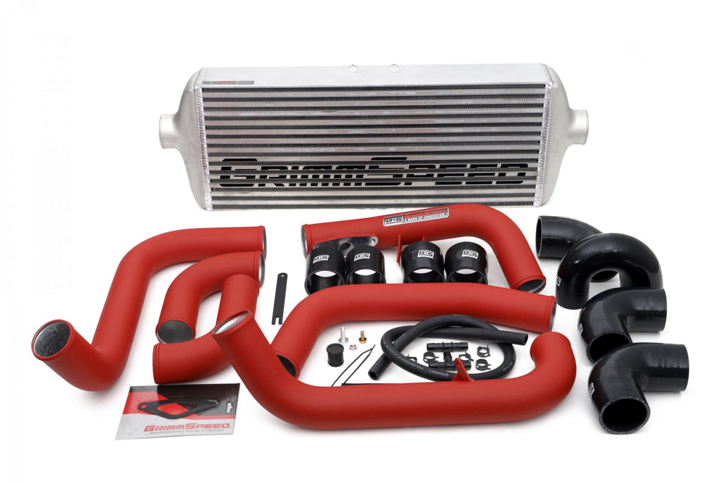 Front Mount Intercooler Kit Inc. Red Piping For Subaru 08-14 STI GrimmSpeed