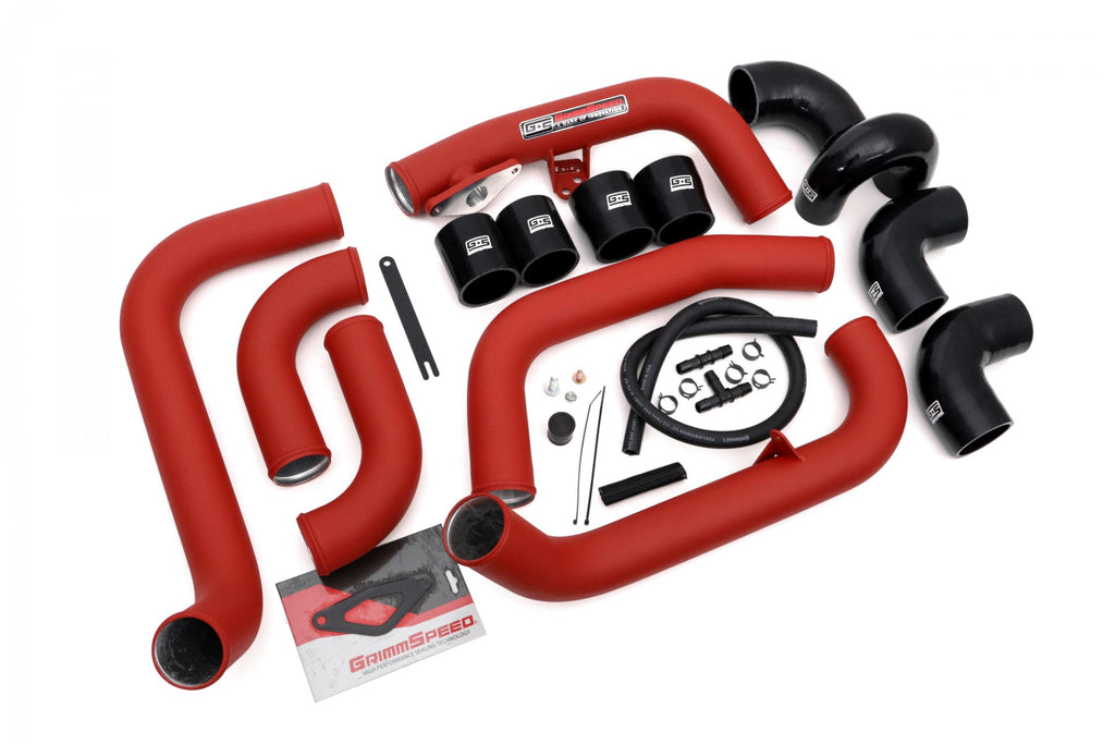 Front Mount Intercooler Kit Inc. Red Piping For Subaru 08-14 STI GrimmSpeed