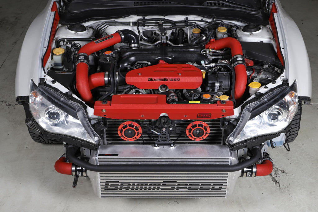 Front Mount Intercooler Kit Inc. Red Piping For Subaru 08-14 WRX GrimmSpeed