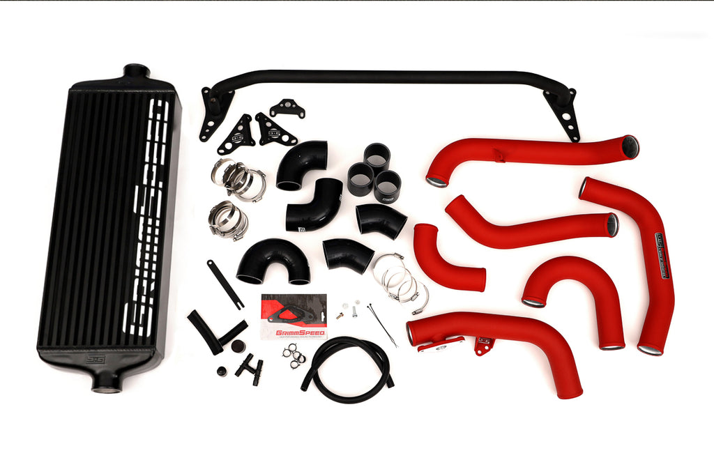 Front Mount Intercooler Kit Inc. Red Piping For Subaru 15-21 STI GrimmSpeed