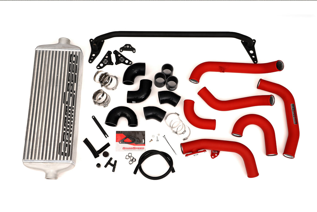 Front Mount Intercooler Kit Inc. Red Piping For Subaru 15-21 STI GrimmSpeed