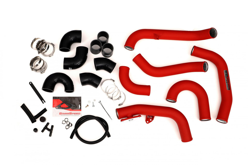 Front Mount Intercooler Kit Inc. Red Piping For Subaru 15-21 STI GrimmSpeed