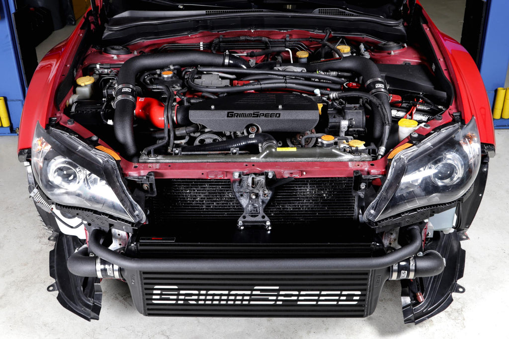 Front Mount Intercooler Kit Black Coated Red Piping For Subaru 08-14 STI GrimmSpeed