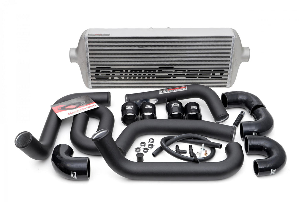 Front Mount Intercooler Kit Black Coated Red Piping For Subaru 08-14 STI GrimmSpeed