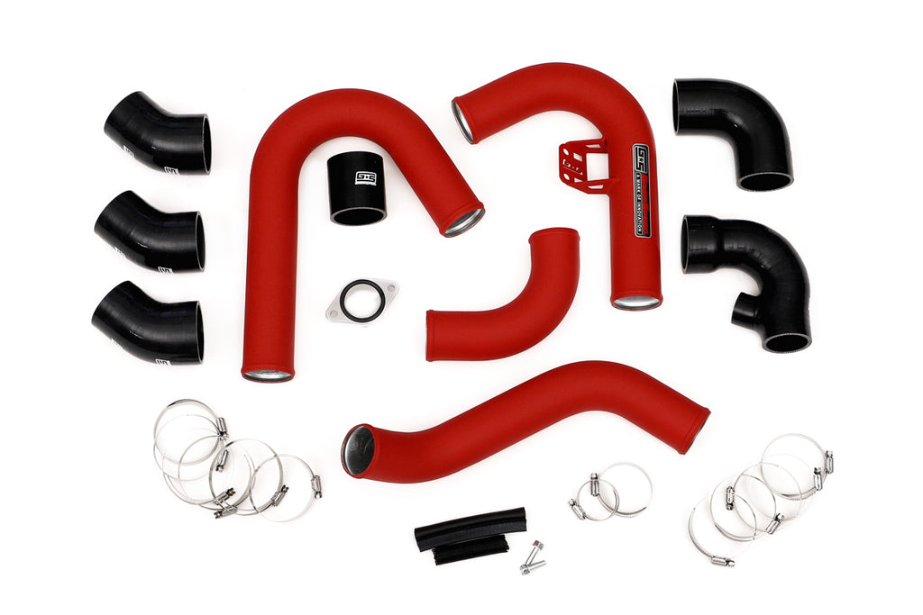 Front Mount Intercooler Kit Black Coated Inc. Red Piping For Subaru 15-21 WRX GrimmSpeed