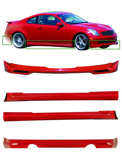 Infiniti G35 Coupe 4-Piece Body Kit Unpainted For 03-07 Infiniti G35 Coupe Stillen