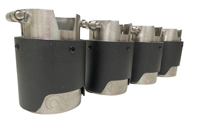 Active Autowerke F8X BMW M2C M3 & M4 Rear Exhaust Tips - for Active exhausts - Carbon fiber over black chrome (11-044CB)