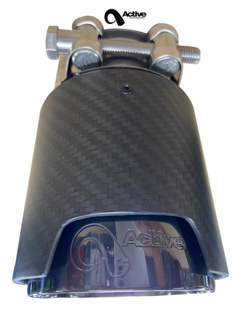 Active Autowerke F8X BMW M2C M3 & M4 Rear Exhaust Tips - for Active exhausts - Carbon fiber over black chrome (11-044CB)