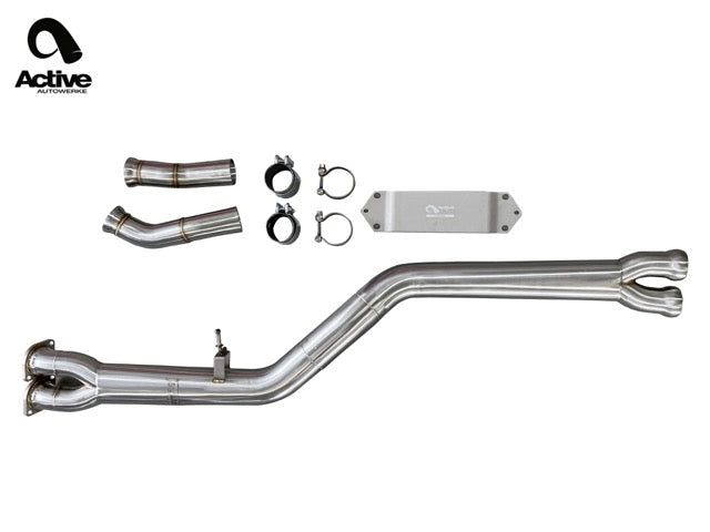 Active Autowerke F87 BMW M2 Competition Mid Pipe includes Active F-brace - w Exhaust Dump (11-050D)