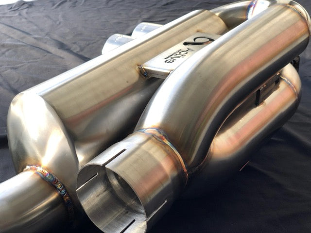 Active Autowerke F87 M2 Competition Signature Exhaust System includes Active F-brace (Carbon over Black Chrome Tips) (11-051CB)