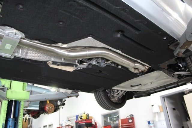 Active Autowerke F87 M2 Competition Signature Exhaust System includes Active F-brace (Carbon over Black Chrome Tips) (11-051CB)