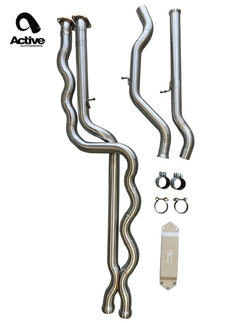 Active Autowerke F8X BMW M3 & M4 Gen2 Equal Length Mid Pipe includes Active F-brace-Equal Length Mid Pipe w AWE Switchpath custom connect (11-055A2)