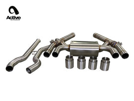 Active Autowerke F87 M2C Valved Rear Axle-back Exhaust w Tips w carbon fiber over brushed tips (11-067C)