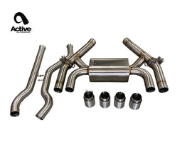 Active Autowerke F87 M2C Valved Rear Axle-back Exhaust w Tips w carbon fiber over brushed tips (11-067C)