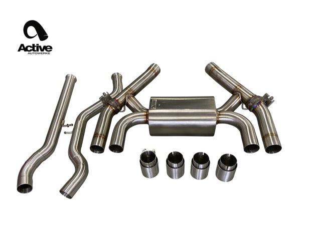 Active Autowerke F87 M2C Valved Rear Axle-back Exhaust w carbon fiber over black tips (11-067CB)