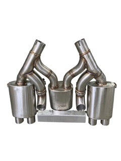 Active Autowerke Maad Maxx - F8X BMW M3 & M4 Rear Exhaust Section - 3 Can Valved - Exhaust w carbon fiber over black tips (11-073CB)