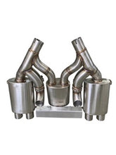 Load image into Gallery viewer, Active Autowerke Maad Maxx - F8X BMW M3 &amp; M4 Rear Exhaust Section - 3 Can Valved - Exhaust w carbon fiber over black tips (11-073CB)